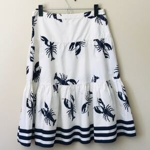 JCREW Nautical White and Navy Lobster Skirt Size 8